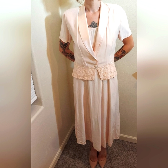 Vintage Wild Rose 2-piece Dress and Jacket Set, Size 10 - Picture 1 of 13